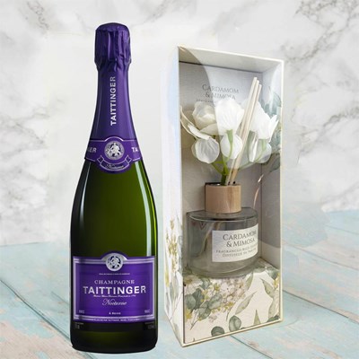 Taittinger Nocturne NV Champagne, 75cl With Cardamon & Mimosa Floral Diffuser